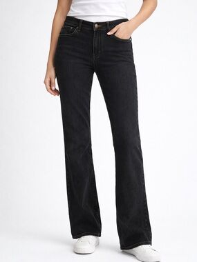 DKNY Boho Jeans Womens Mid Rise Bootcut Black Jeans Size 10 Long